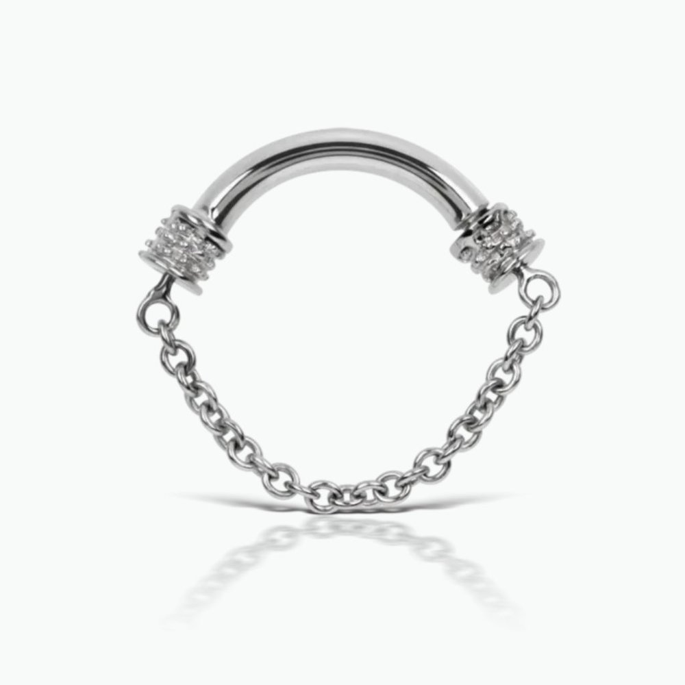 Maria Tash Single Septum Spinner 16g 8mm in White Gold
